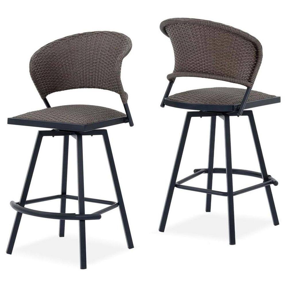 2-Piece Brown Wicker Outdoor Patio Bar Stools with Metal Frame for Backyard price history on PriceWatchPro