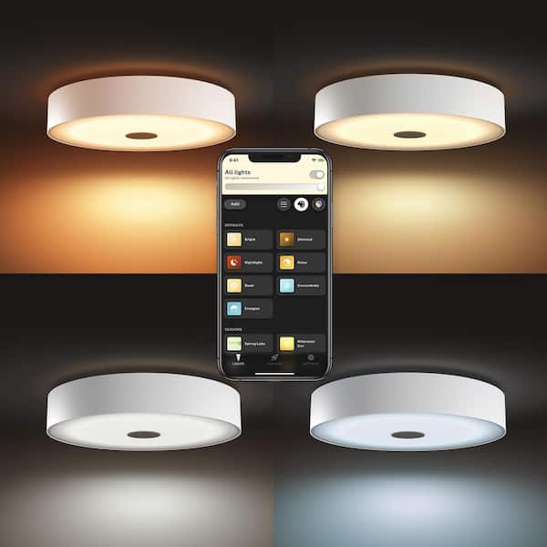 Remmen viool dynastie Philips Hue Fair 17.5 in. White Ambiance LED Flush Mount 4100248U9 - The  Home Depot