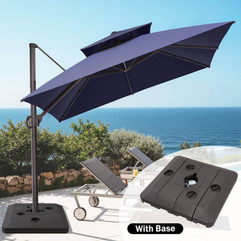 10 ft. x 10 ft. 360 ° Rotation Rectangular Cantilever Patio Umbrella in Navy Blue with 240 lbs. Base Stand price history on PriceWatchPro