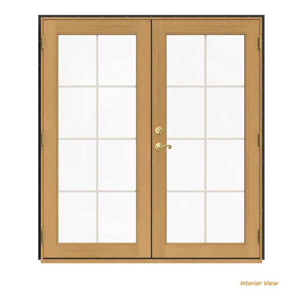 JELD-WEN 72 in. x 80 in. W-2500 Bronze Clad Wood Left-Hand 8 Lite French Patio Door w/Stained Interior