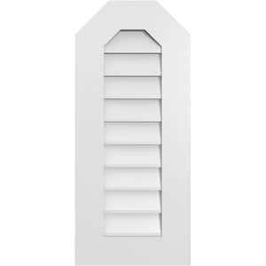 14 in. x 32 in. Octagonal Top Surface Mount PVC Gable Vent: Decorative with Standard Frame