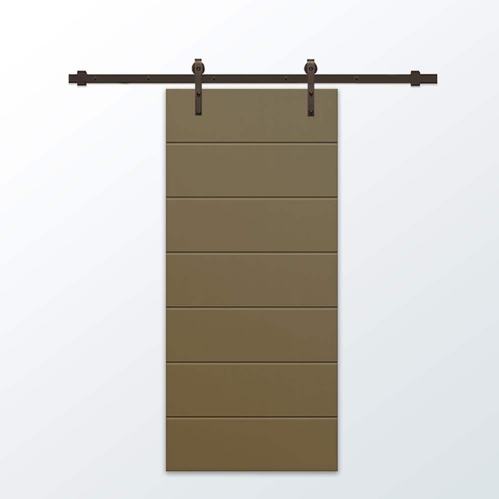30 in. x 84 in. Olive Green Painted Composite MDF Paneled Interior Sliding Barn Door with Hardware Kit price history on PriceWatchPro