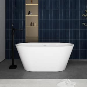 55 in. x 27.5 in. Acrylic Freestanding Flatbottom Soaking Bathtub in White