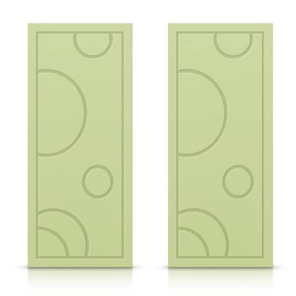CALHOME 84 in. x 80 in. Hollow Core Sage Green Painted Composite MDF Interior Double Closet Sliding Doors