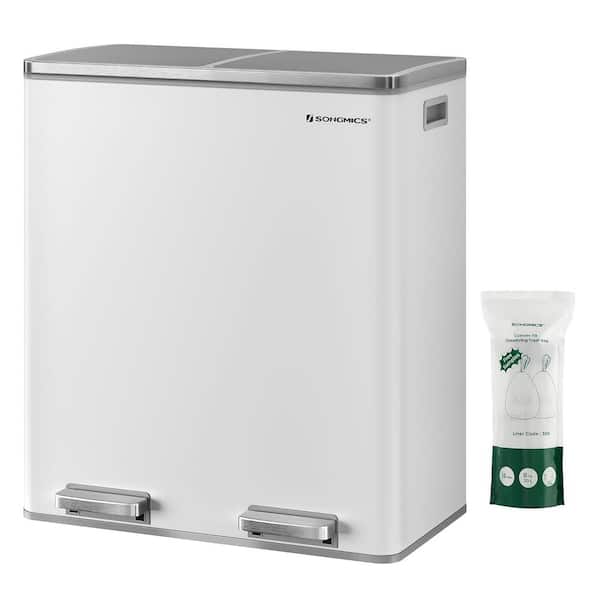 Unbranded Trash Can, 2 x 8 Gal. Garbage Can for Kitchen with 15 Trash Bags, White and Grey