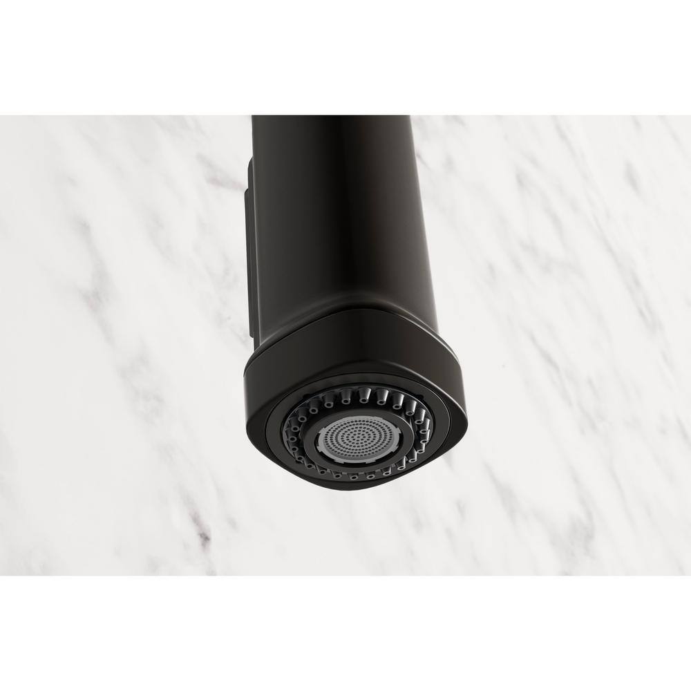 Matte Black Single Handle Pull-Down Kitchen Faucet with Soap Dispenser