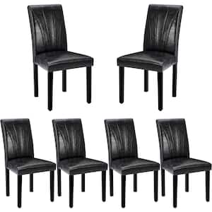 Black Faux Leather Dining Chairs and Solid Wood Legs and High Back Chairs for Kitchen/Living Room Upholstered (Set of 6)