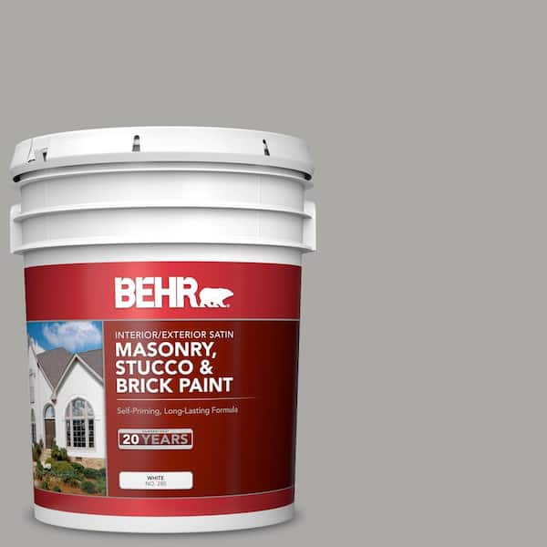 5 gal. #6794 Silver Gray Satin Interior/Exterior Masonry, Stucco and Brick Paint