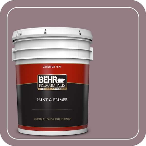 BEHR PREMIUM PLUS 5 gal. #100F-5 Gypsy Magic Flat Exterior Paint & Primer