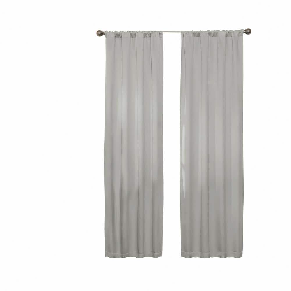 Gray Polyester Blackout Rod Pocket Curtain Panel