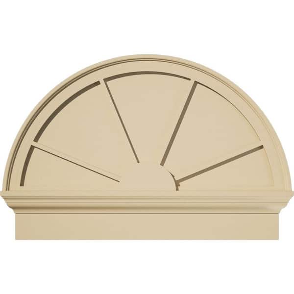 Ekena Millwork 32-in W x 22-3/4-in H x 2-3/4-in P Half Round 4 Spoke Signature Urethane Combination Pediment, Primed Tan