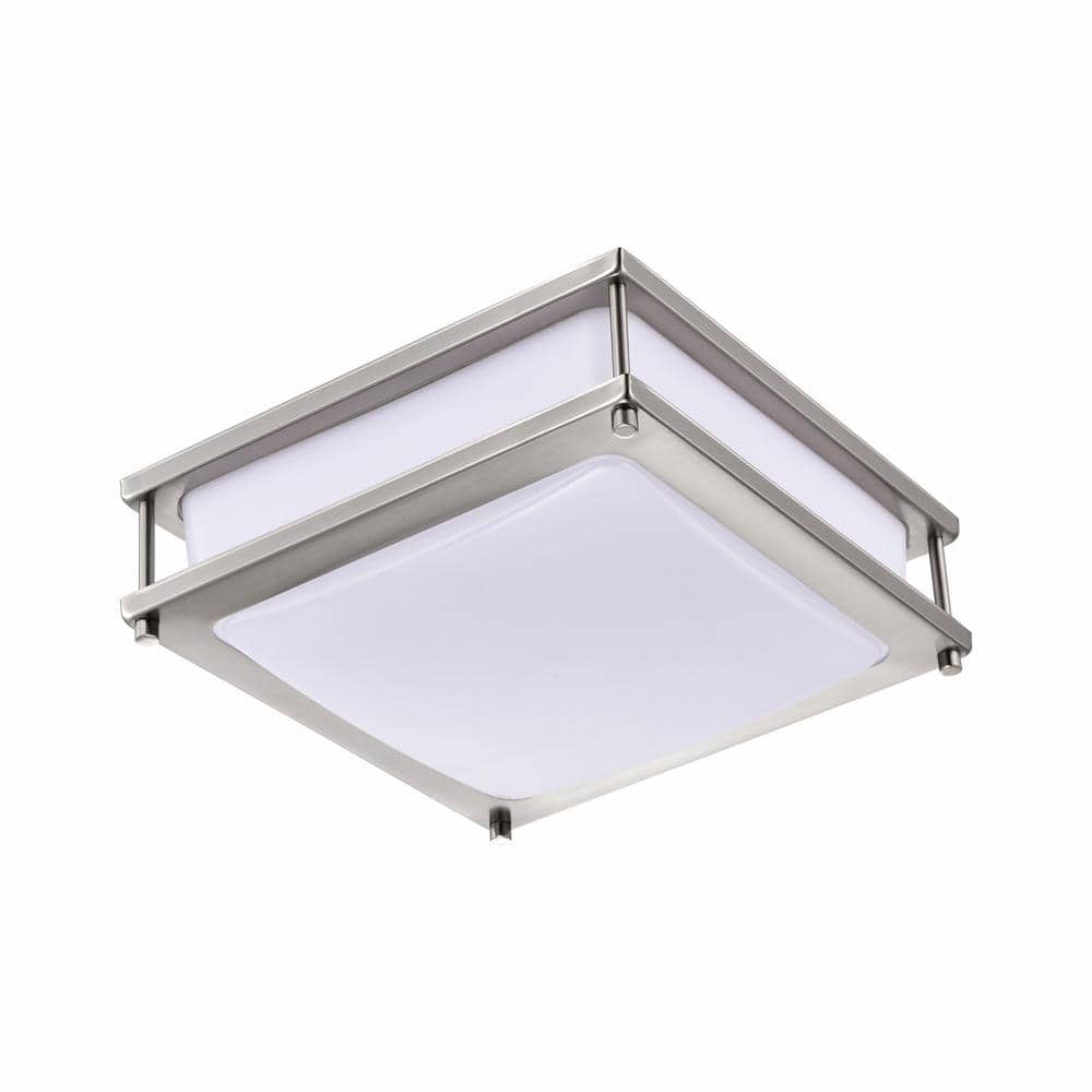 Sleek 12" Silver Glass LED Flush Mount Ceiling Light, Dimmable