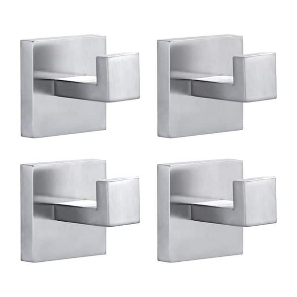 (4-Pack) Wall Mount Stainless Steel J-Hook Towel Hook Bath Hook in Brushed Nickel