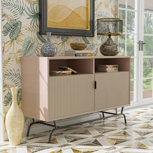 Yaztra Blush Pink and Black Composite 47.25 in. Buffet with 2-Storage Cabinet