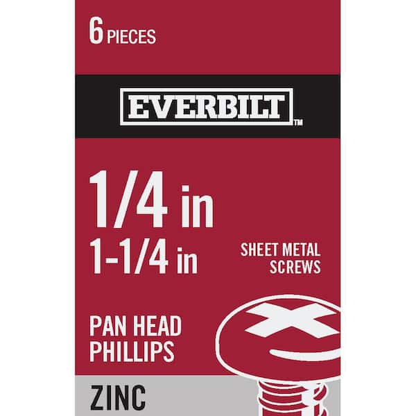 Everbilt #14 x 1-1/4 in. Phillips Pan-Head Sheet Metal Screws (6-Pack)