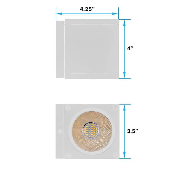 LUXRITE 3 in. White Modern Integrated LED Up Down Wall Sconce Cube
