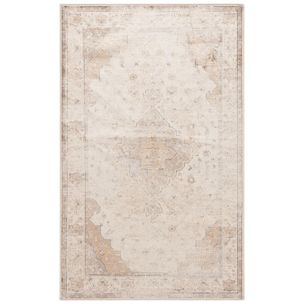 Atlas 3 ft. x 5 ft. Ivory/Beige Distressed Vintage Medallion Area Rug