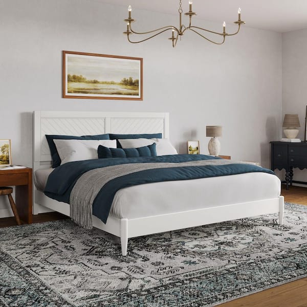 Berkshire White Solid Wood Frame King Low Profile Platform Bed