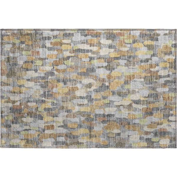 Mayfield Premium Machine Washable Abstract AMF2451 Gray 2 ft. x 3 ft. Accent Rug