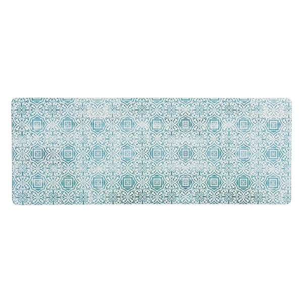 Inside/Outside Doormat Blue Checkered Floor Rugs Non 24''X47'' Blue  Horizontal