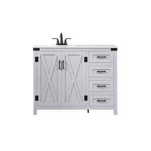 Simply Living 42 in. W x 19 in. D x 34 in. H Bath Vanity in Grey with Ivory White Engineered Marble Top