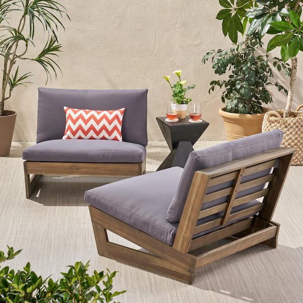 Sherwood Grey Removable Cushions Wood  Outdoor Patio  Club Chair with Dark Grey Cushions (2-Pack)