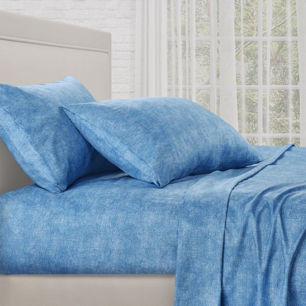 Rooney 3Pc. Blue Polyester Twin Sheet Set 75 X 39