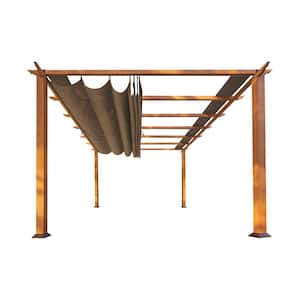 Florence 11 ft. x 11 ft. Aluminum Pergola in Canadian Cedar Finish and Cocoa Canopy