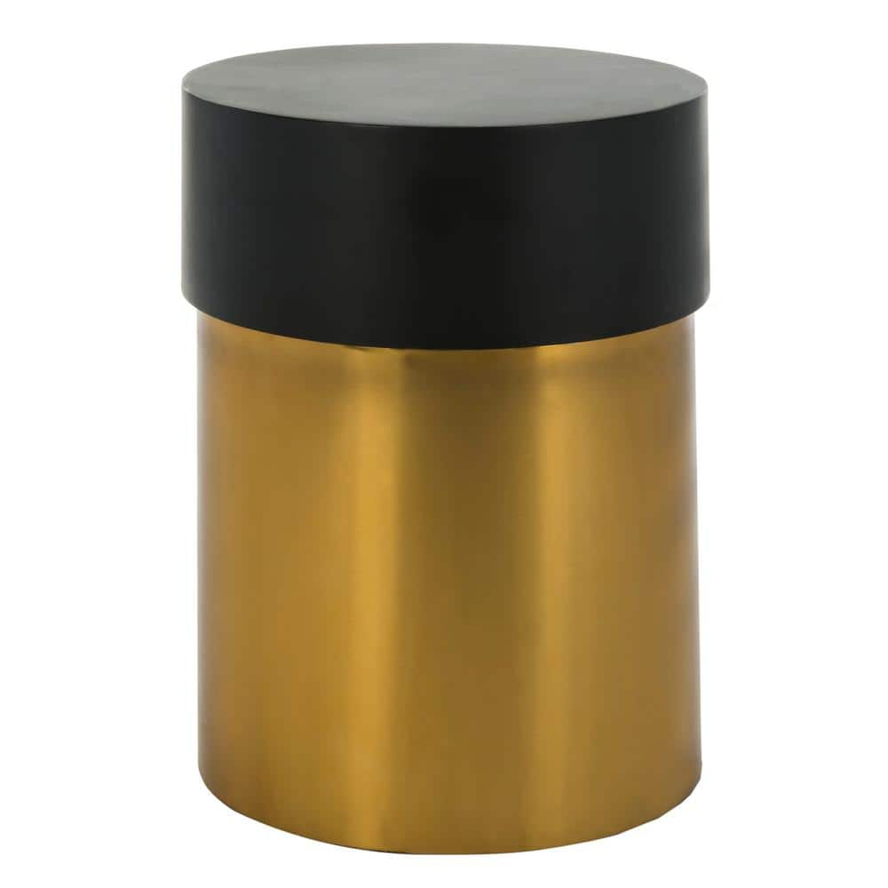 Transitional Round Occasional Side Table in Black and Gold