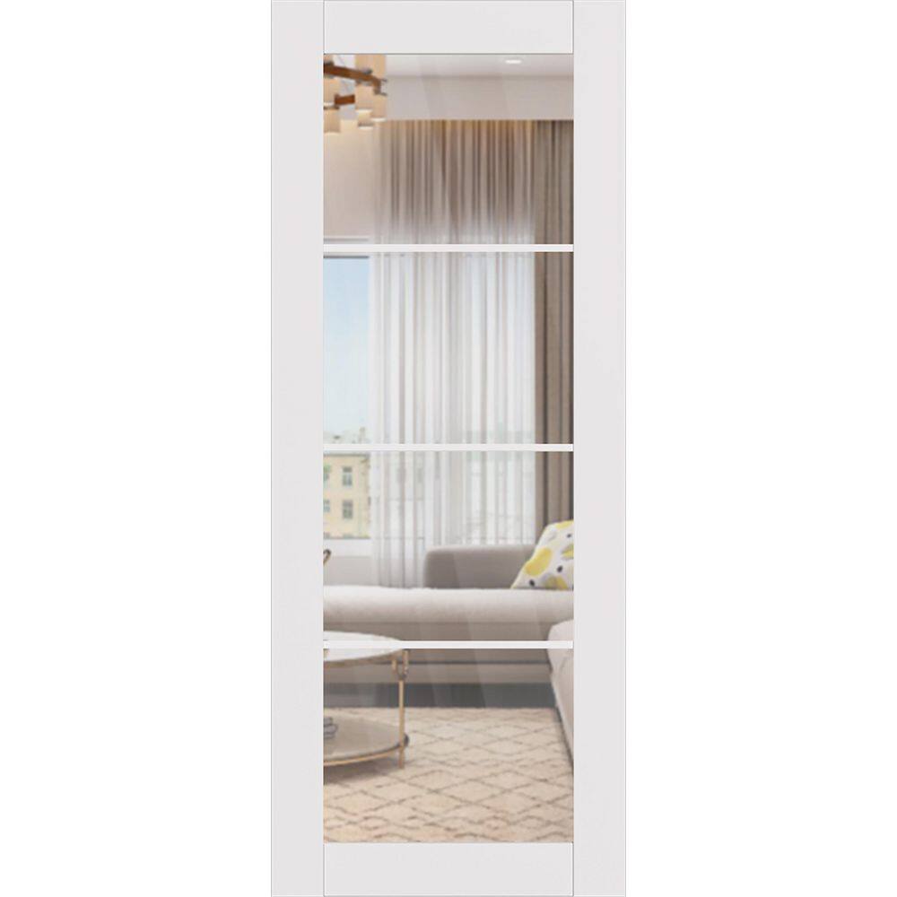 Smart Pro 4 Lite 18 in. x 96 in. Clear Glass No Bore Polar White Composite Core Wood Interior Door Slab price history on PriceWatchPro
