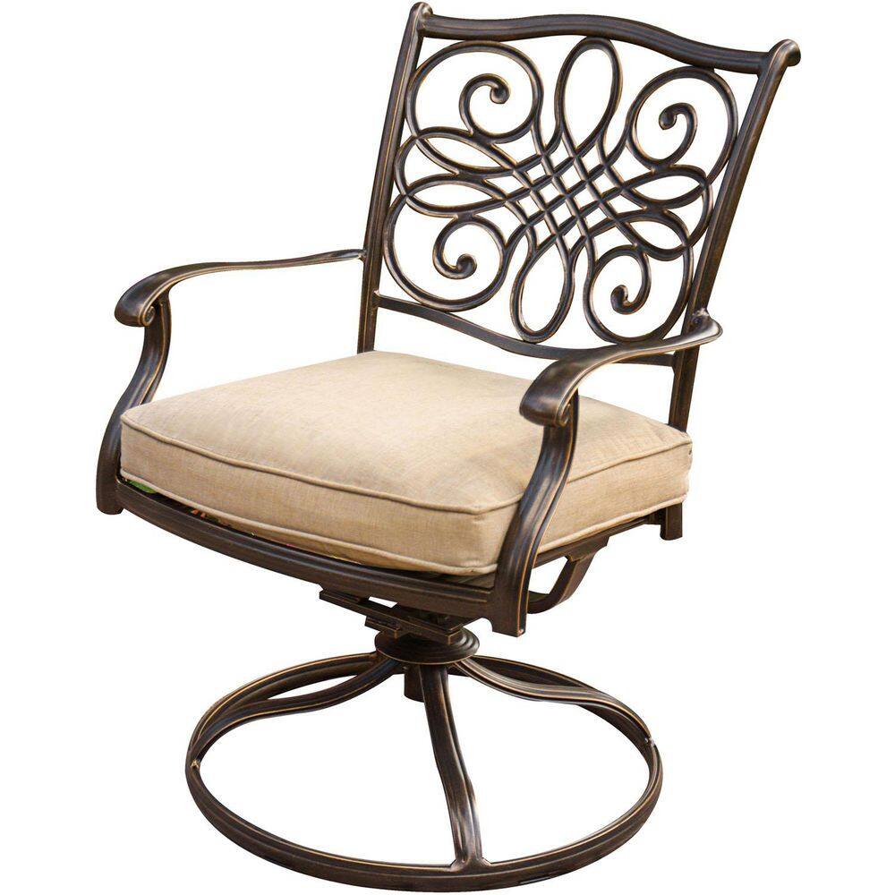 Natural Oat Aluminum 3-Piece Bistro Set with Cushions