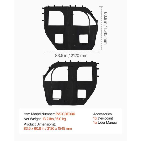 VEVOR Cab Enclosure Upper Doors, Compatible with CFMOTO Uforce