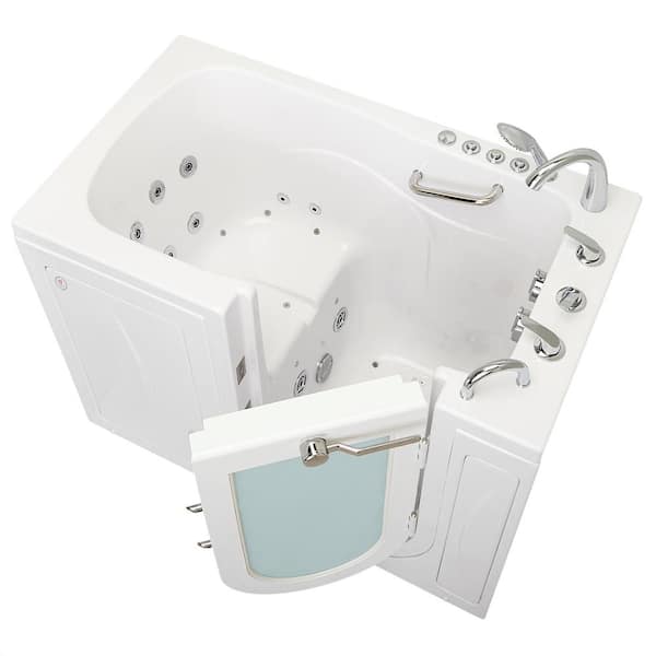 Monaco Acrylic 52 in. Walk-In Whirlpool and Air Bath in White Heated Seat  Fast Fill Faucet Set Right 2 in. Dual Drain