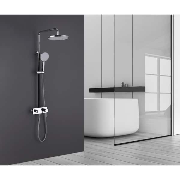 4-Spray Wall Bar Shower Kit Exposed Bathroom Shower Faucet Set Shower Fixture w 3-Spray Hand Shower in Polished Chrome