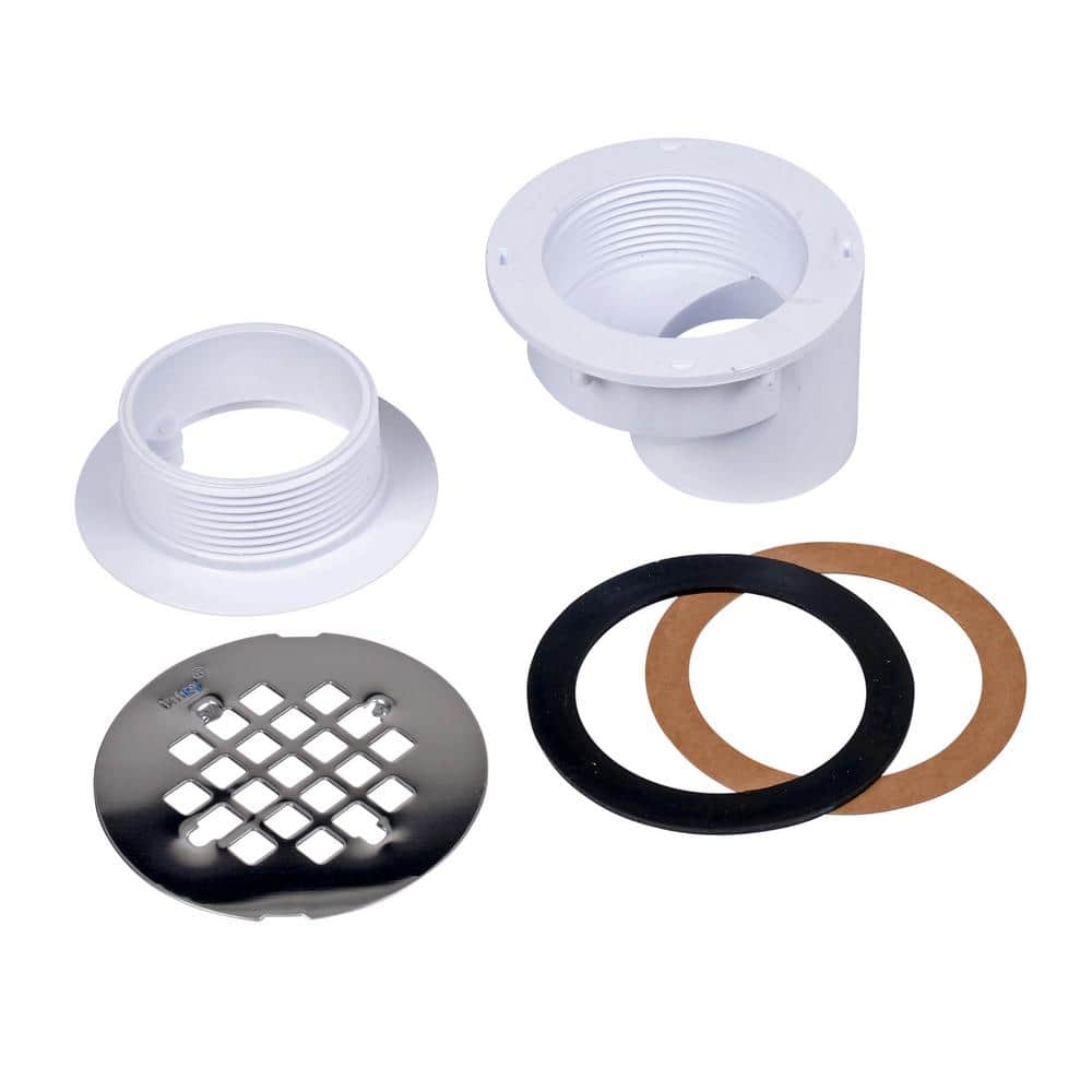 2-Inch PVC Offset Shower Drain with Stainless Steel Strainer