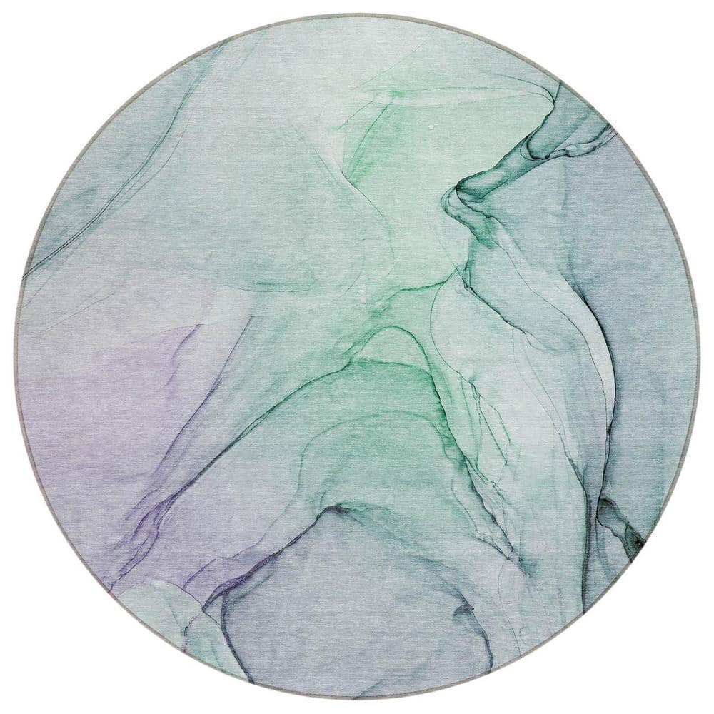 Blue and Gray 8 ft. Round Abstract Indoor / Outdoor Area Rug price history on PriceWatchPro