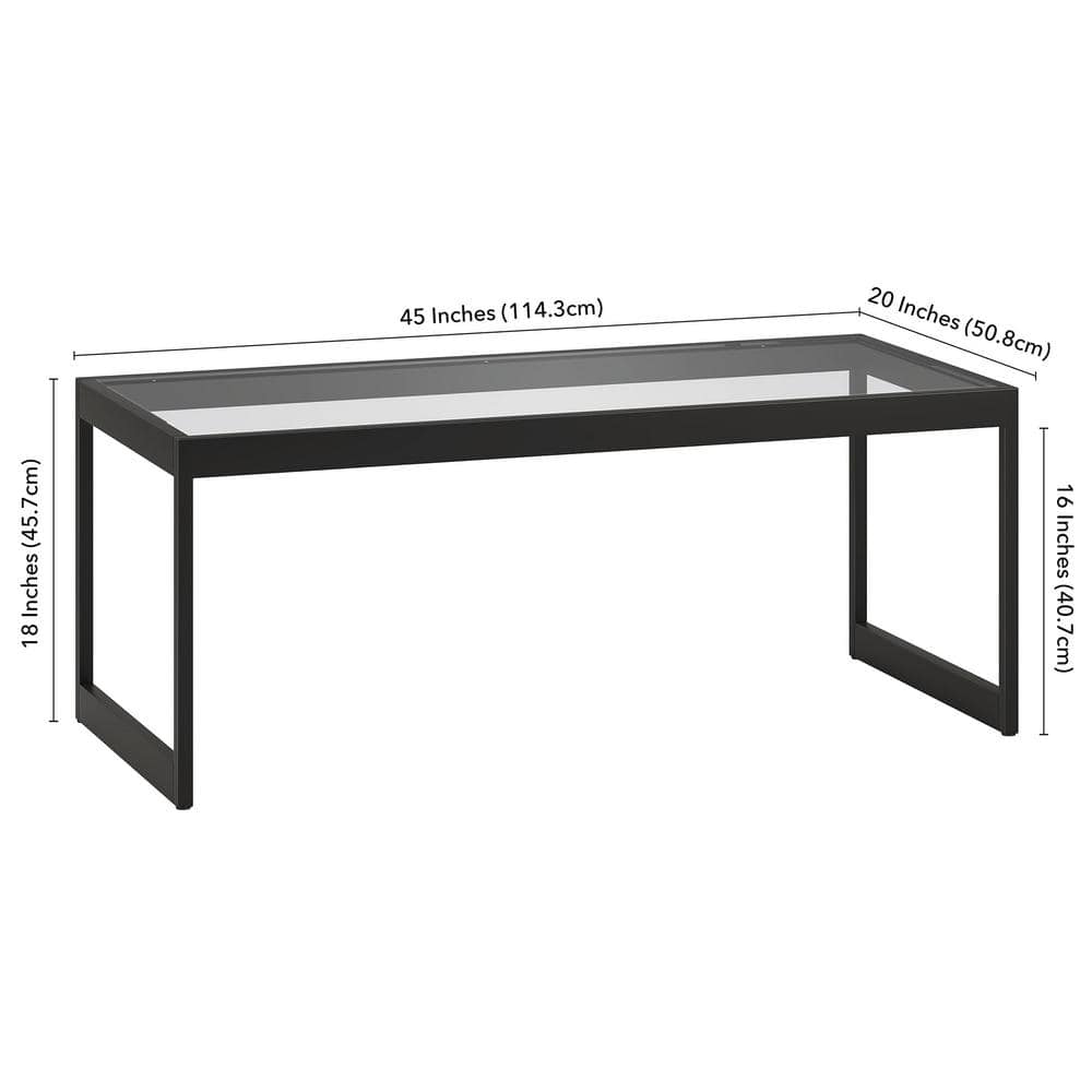 Ezra Modern Blackened Bronze Rectangular Glass Coffee Table