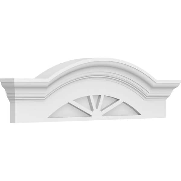 Ekena Millwork 2-1/2 in. x 28 in. x 8 in. Segment Arch with Flankers 4-Spoke Architectural Grade PVC Pediment Moulding