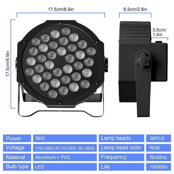Lukyamzn 36 LED RGB Par Stage Lights, 7 Channel with Remote