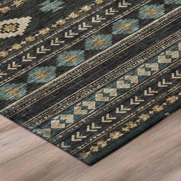 Chantille Machine Washable Indoor/Outdoor Abstract ACN3124 Black 8 ft. x 10 ft. Area Rug