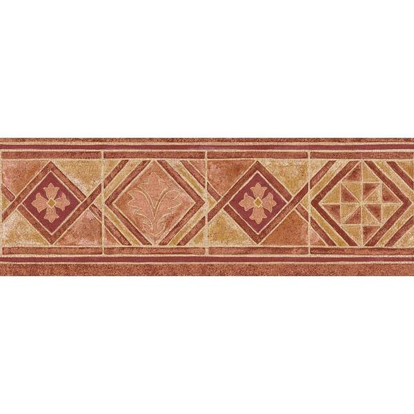 The Wallpaper Company 8 in. x 10 in. Red Mid-Tone Moroccan Tile Border Sample