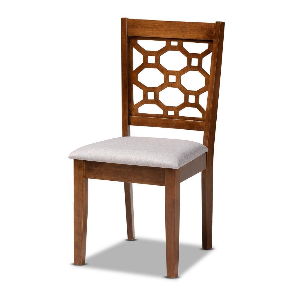Peter Walnut Brown and Gray Wood Cane Side Chair Set