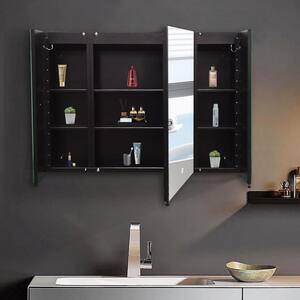 36 in. W x 26 in. H Rectangular LED Lighted Medicine Cabinet with Mirror, Wall Mounted Bathroom Cabinet with 3 Cupboards
