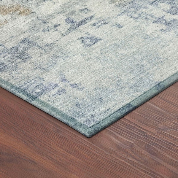 Chantille Machine Washable Indoor/Outdoor Abstract ACN2371 Sky 8 ft. x 8 ft. Round Rug