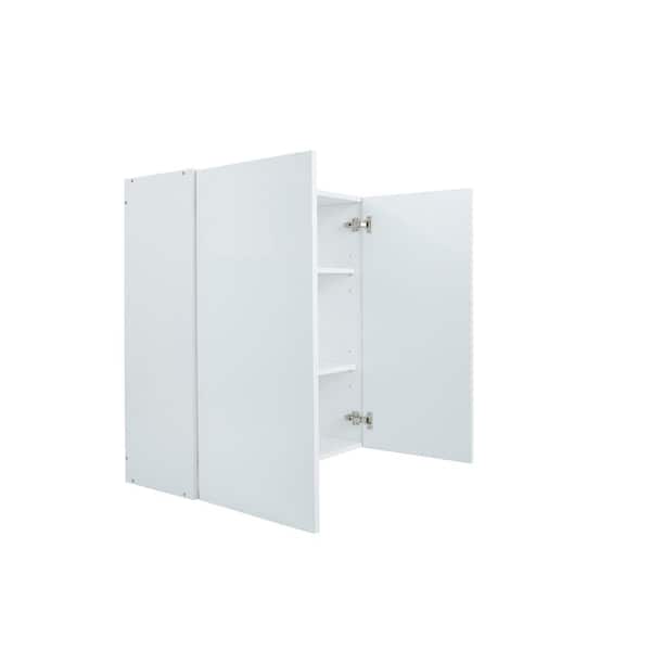 Cambridge Radiance 33 in. W x 12 in. D x 36 in. H Ready to Assemble Slab Wall Kitchen Cabinet in White Gloss