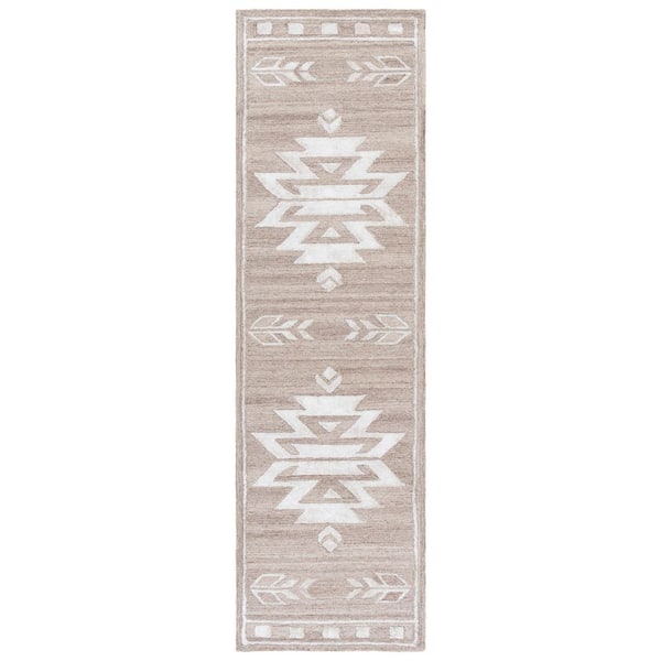 SAFAVIEH Soho 2 ft. x 8 ft. Beige/Ivory Aztec Geometric Runner Rug ...