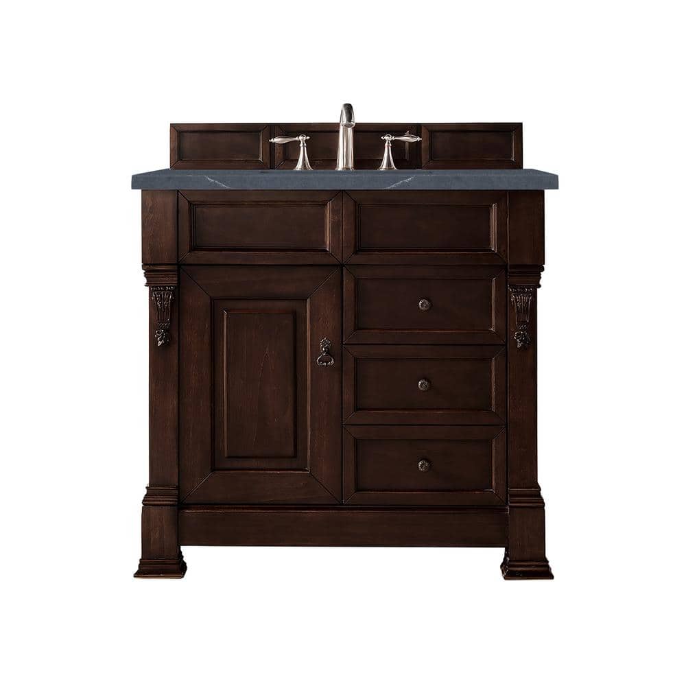 Brookfield 36 in. Single Bath Vanity in Burnished Mahogany with Quartz Vani
