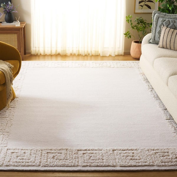 Metro 8 ft. x 10 ft. Ivory Meander Border Area Rug