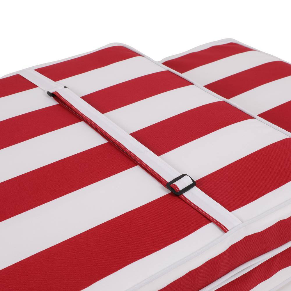 Red and White Striped Foam Chaise Lounge Cushion