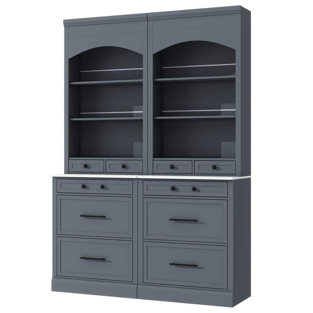 Amucolo Gray Freestanding Kitchen Pantry Tall Kitchen Hutch Cabinet ...